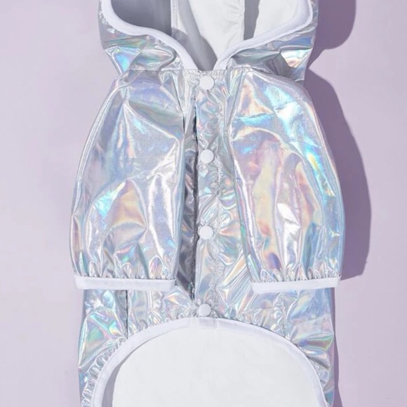 NWOT Technicolor Silver Pet Raincoat - Picture 5 of 5